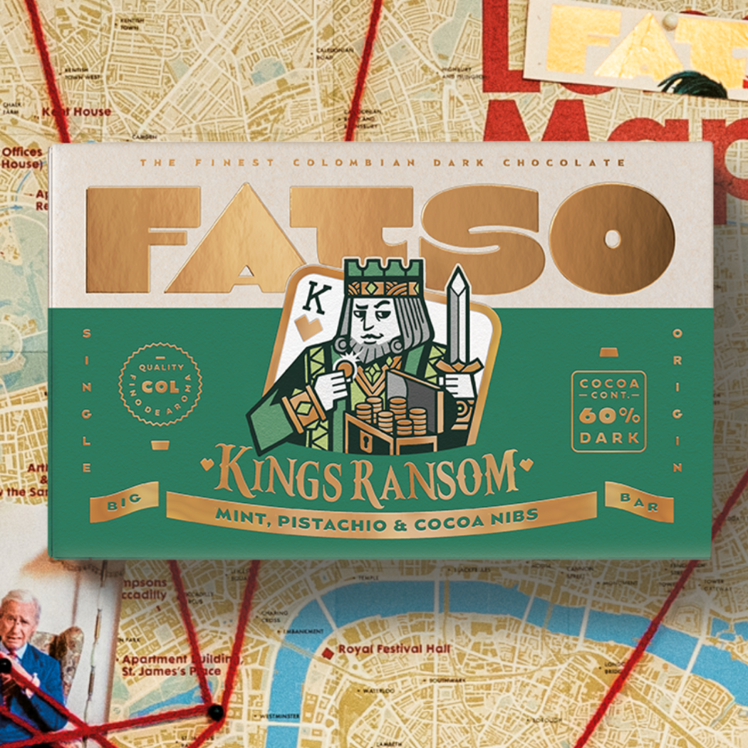 King's Ransom 60% Dark Chocolate Bar with Mint, Pistachio & Cocoa Nibs