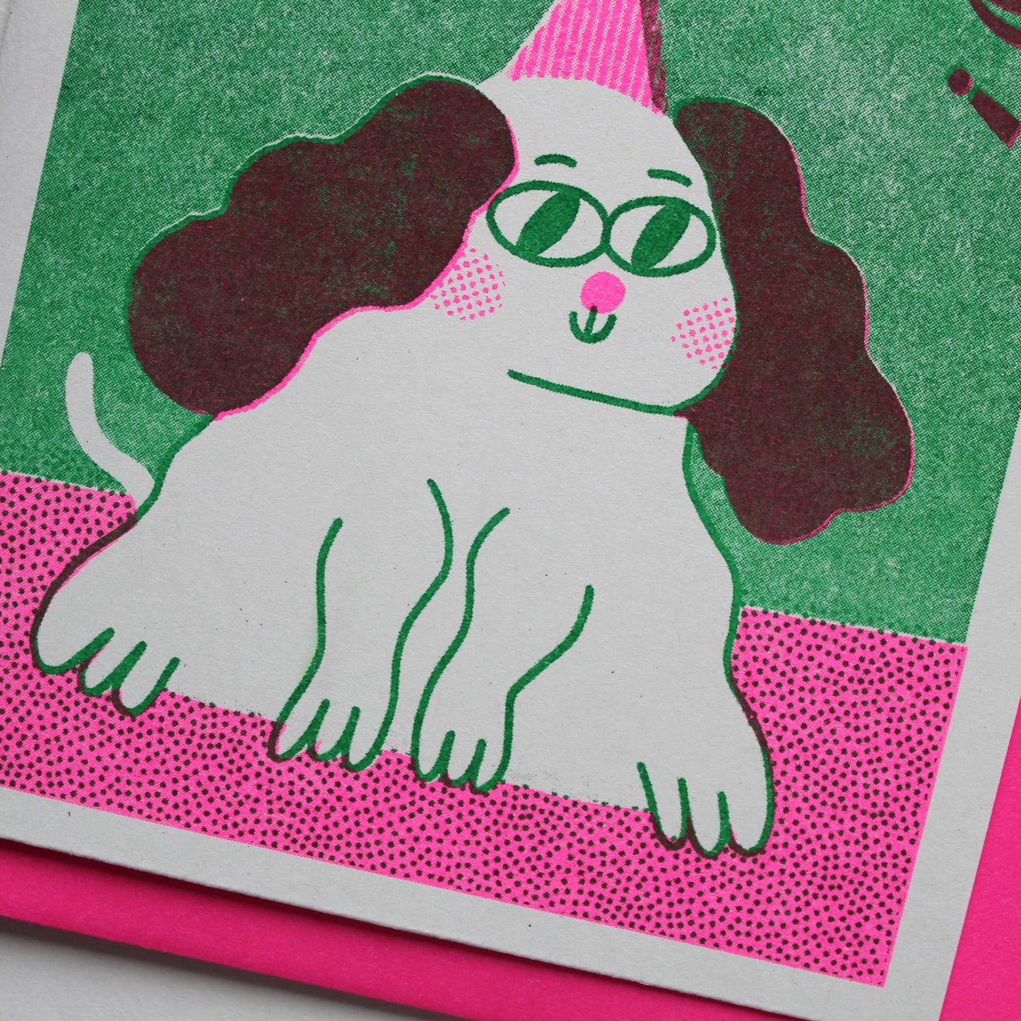 Birthday Dog Riso Print Greetings Card