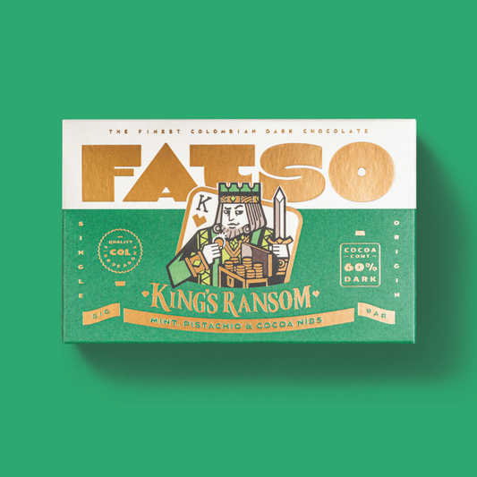 King's Ransom 60% Dark Chocolate Bar with Mint, Pistachio & Cocoa Nibs