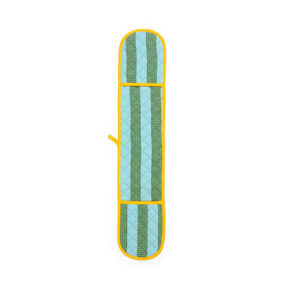 Cotton Double Oven Glove in Green & Blue Stripe