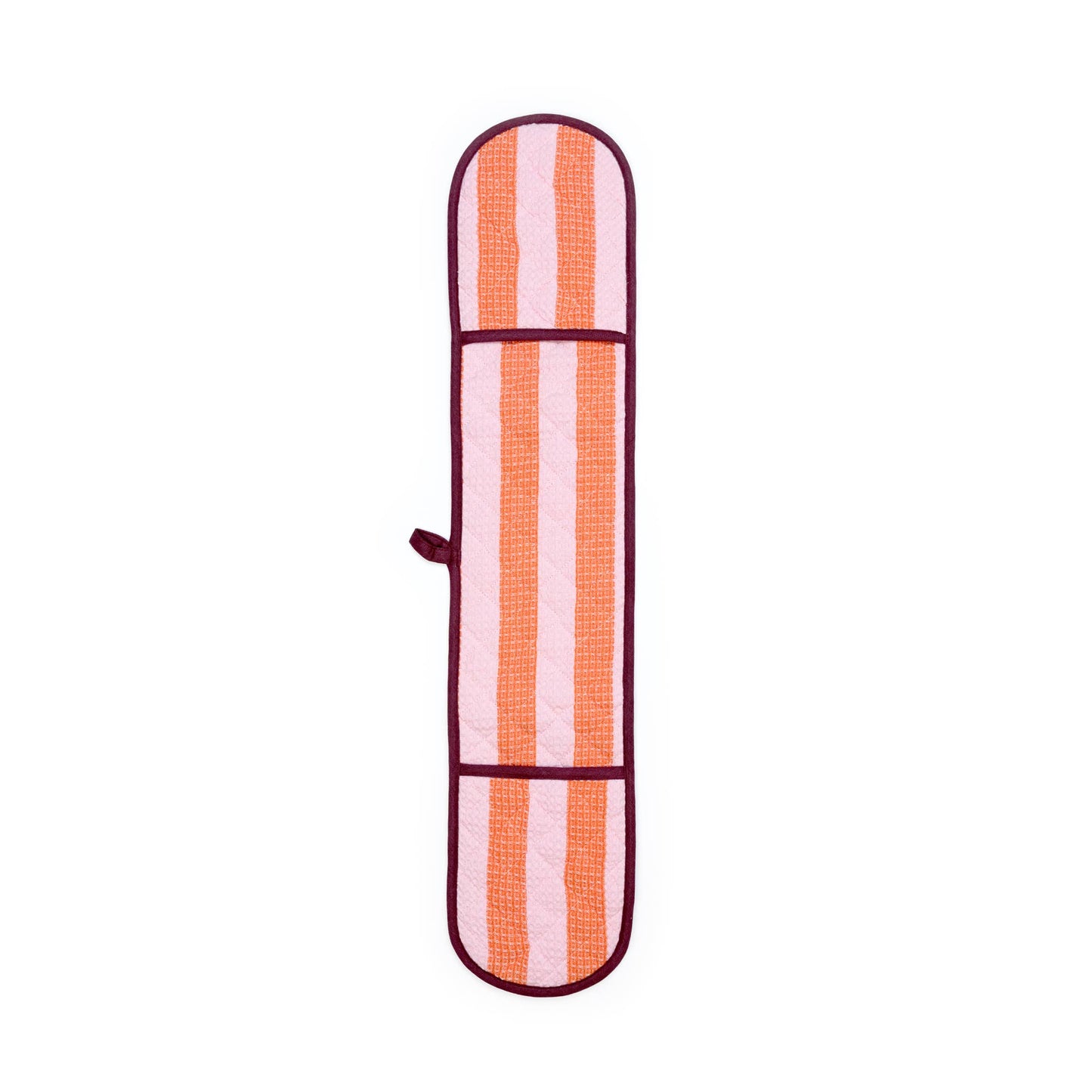 Cotton Double Oven Glove in Pink & Orange Stripe