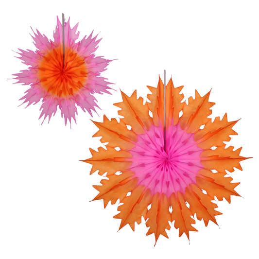 Classic Paper Snowflake Decorations in Fuchsia & Tangerine