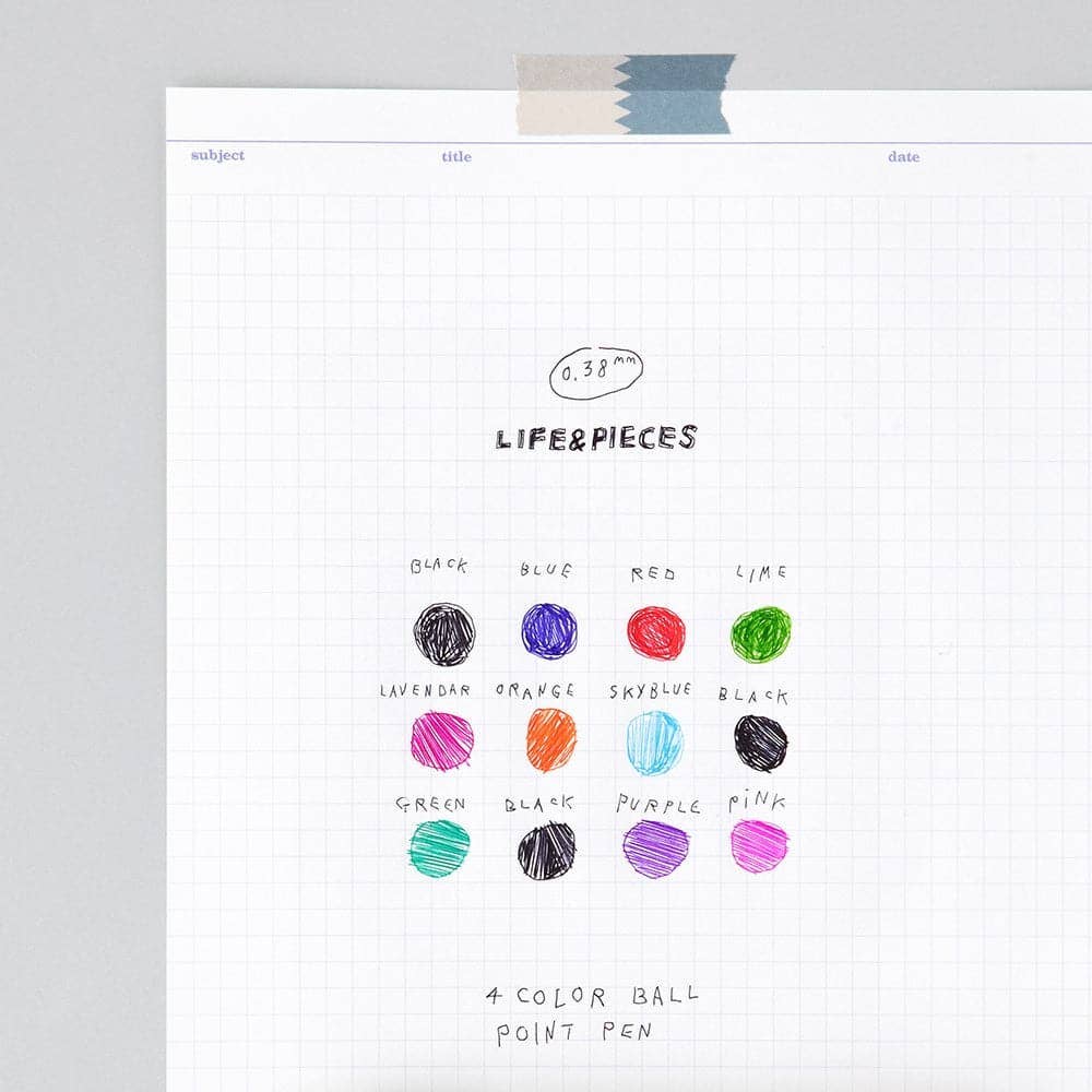 Life & Pieces 4 Colour 0.38 Ballpoint Pen Refill