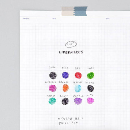 Life & Pieces 4 Colour 0.38 Ballpoint Pen Refill