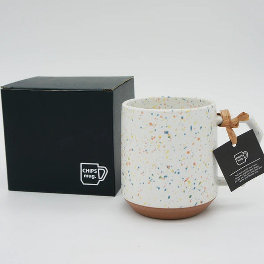Chips Stack Mug 380ml in White & Orange Splash