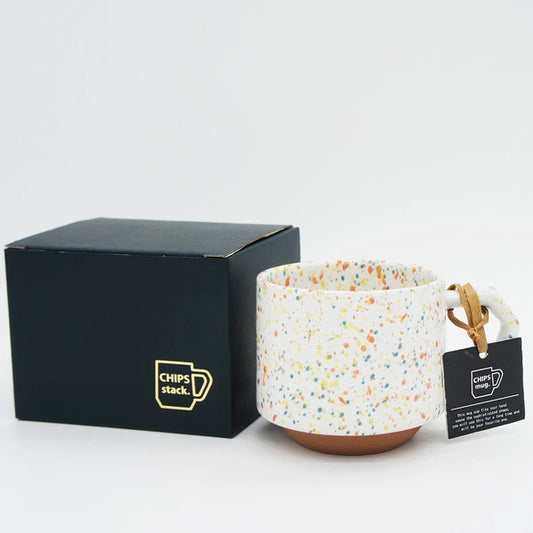 Chips Stack Mug 280ml in White & Orange Splash
