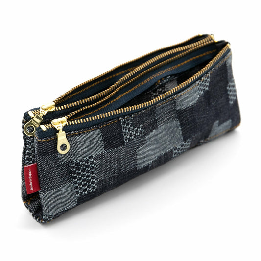Patchwork Japanese Denim Folding Pen Case