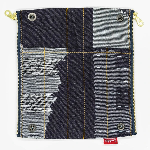 Folding Pen Case in Random Patchwork Japanese Denim