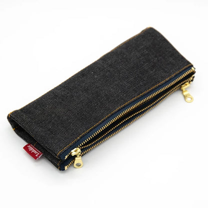 Folding Pen Case in Black Japanese Denim