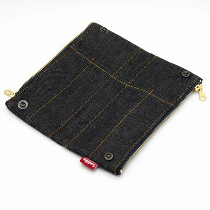 Folding Pen Case in Black Japanese Denim
