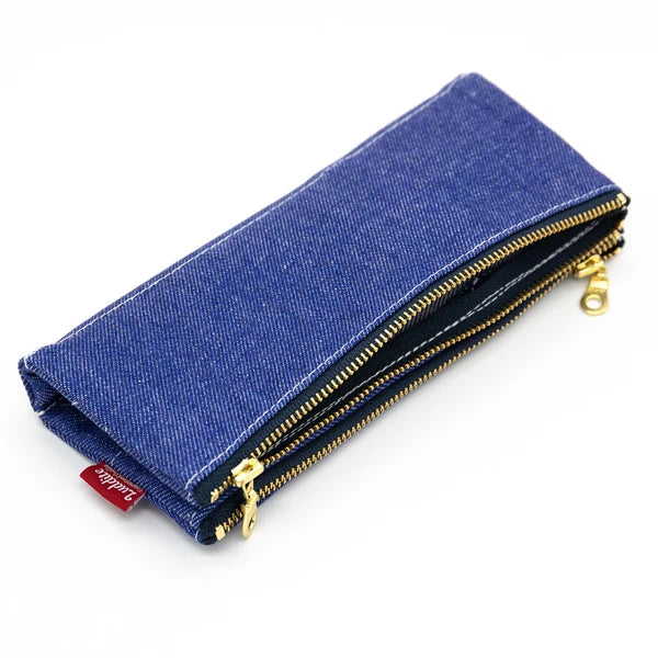 Folding Pen Case in Blue Japanese Denim