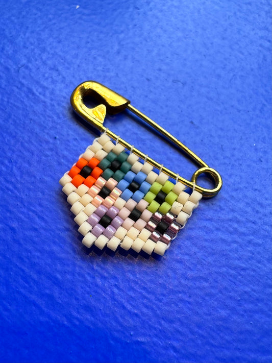 Floral Woven Bead Pin Brooch