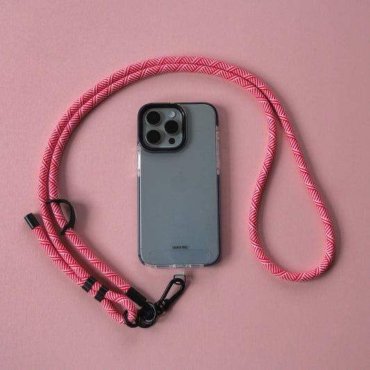 Crossbody Lanyard Phone Strap in Red & Pink