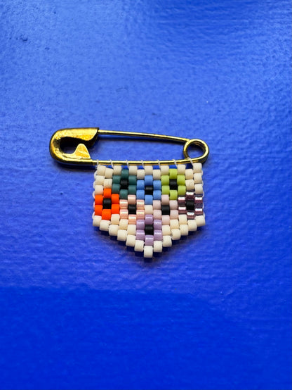 Floral Woven Bead Pin Brooch