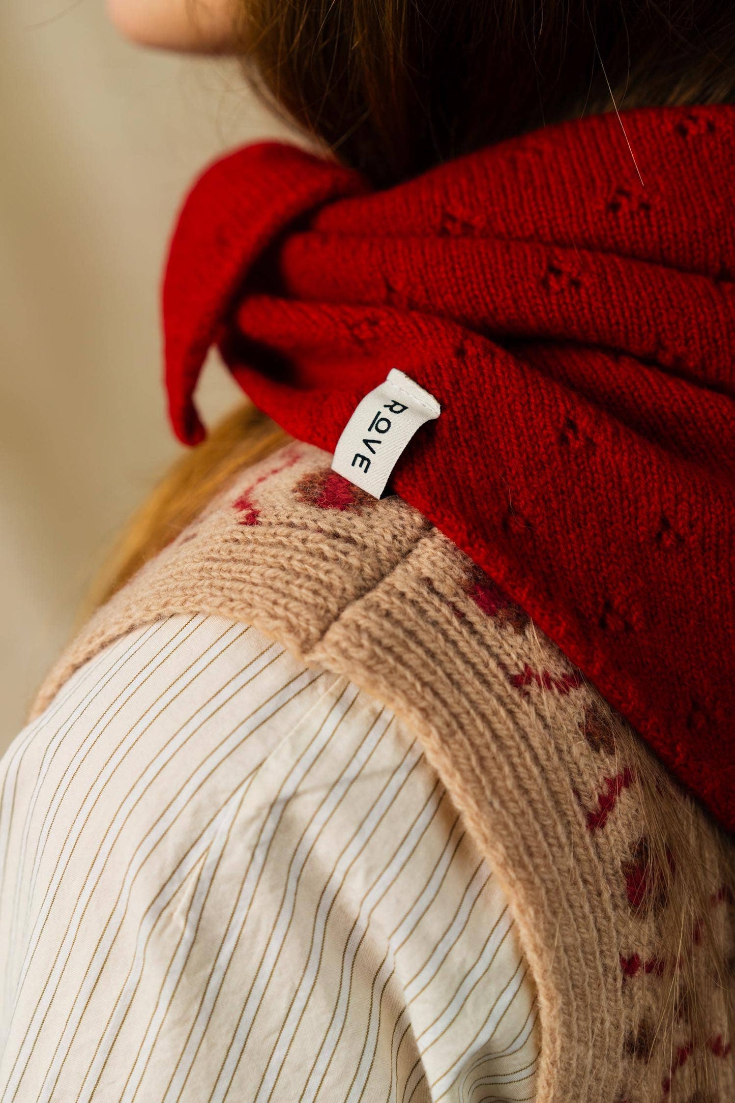 Pointelle Lambswool Neckerchief in Red