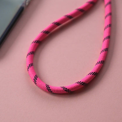 Crossbody Lanyard Phone Strap in Pink & Black