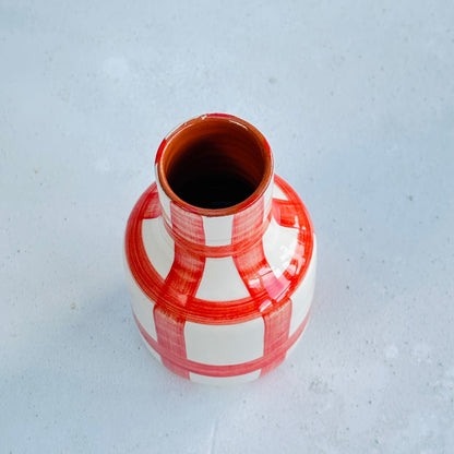 Red Grid Mini Carafe Vase