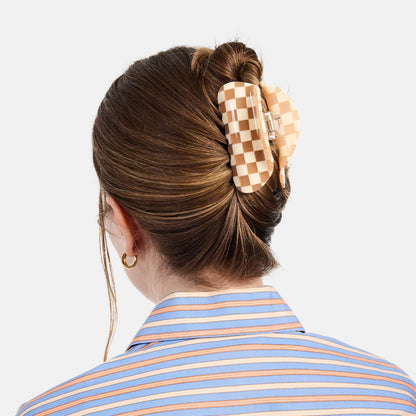 Checker Hair Claw in Frosé