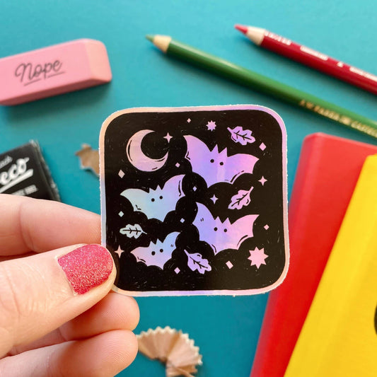 Spooky Bats Holographic Sticker