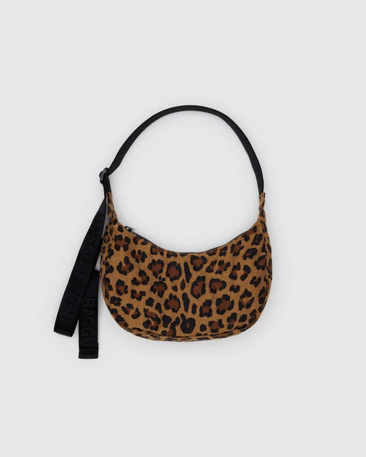 Baggu Small Nylon Crescent Bag in Leopard
