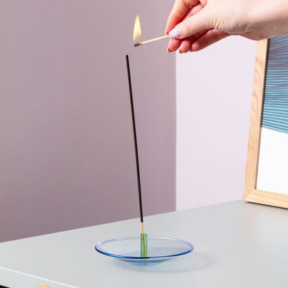 Float Glass Incense Holder in Sky & Fern