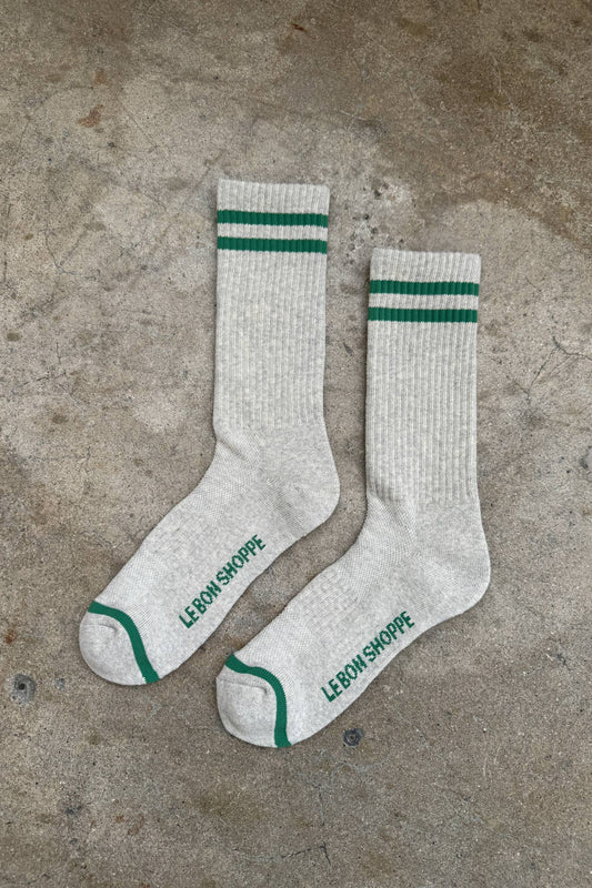 Extended Boyfriend Socks in Light Grey