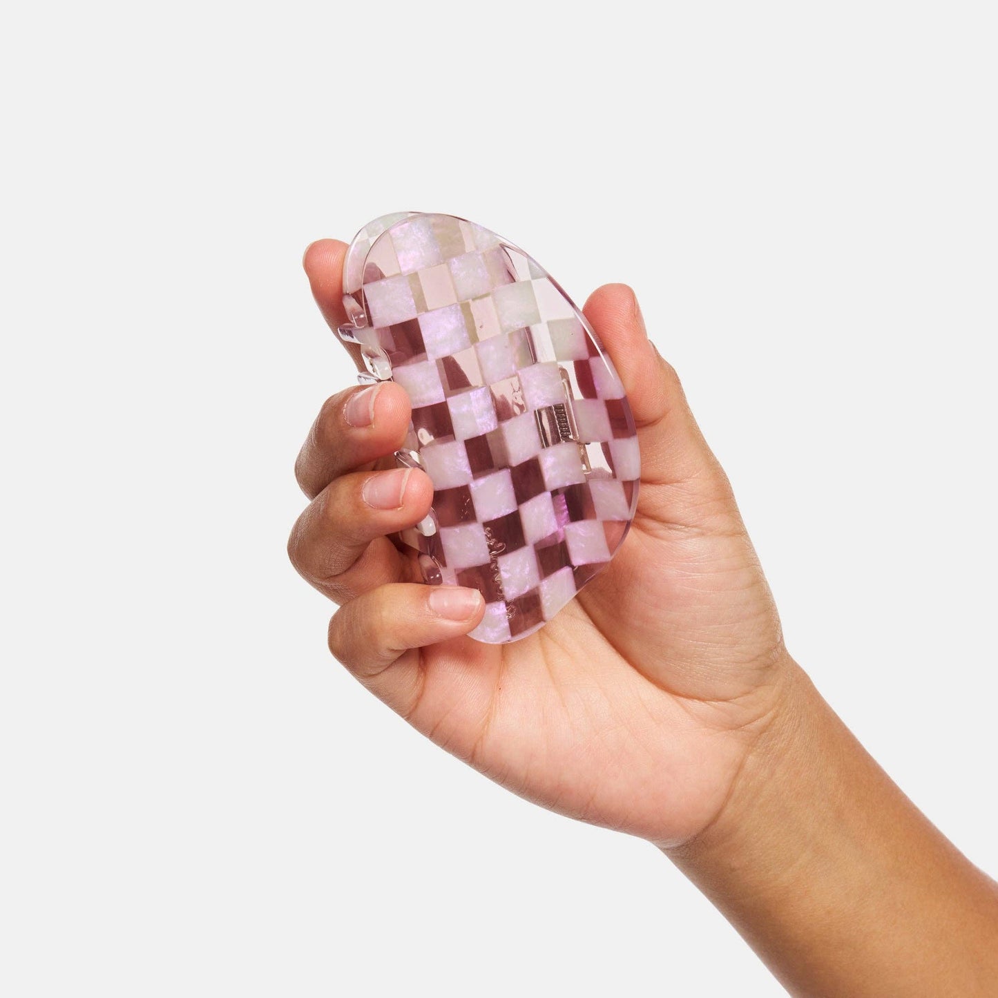 Checker Hair Claw in Smoky Quartz