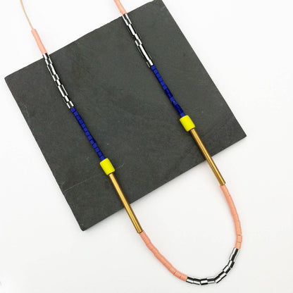 Colour Block Necklace in Yellow & Salmon