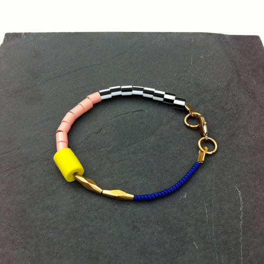 Dot Dash Bracelet in Yellow, Salmon & Cobalt Blue