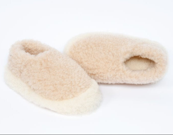Siberian Wool Slippers in Beige