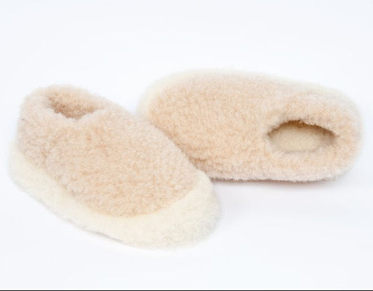 Siberian Wool Slippers in Beige