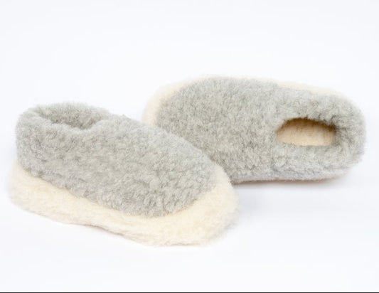 Siberian Wool Slippers in Light Grey