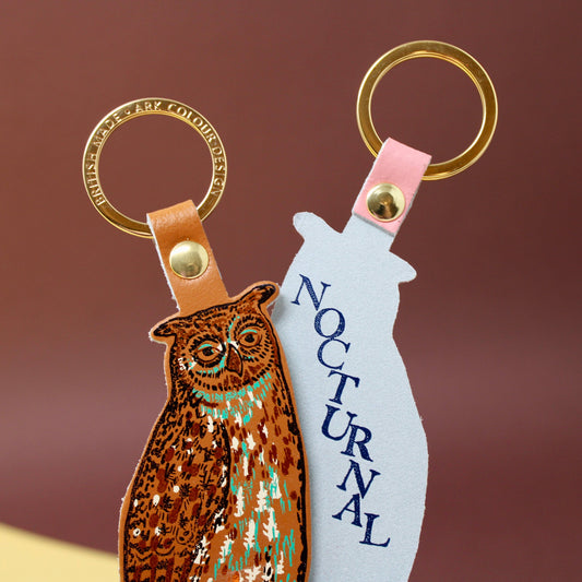 Nocturnal Owl Leather Keyring