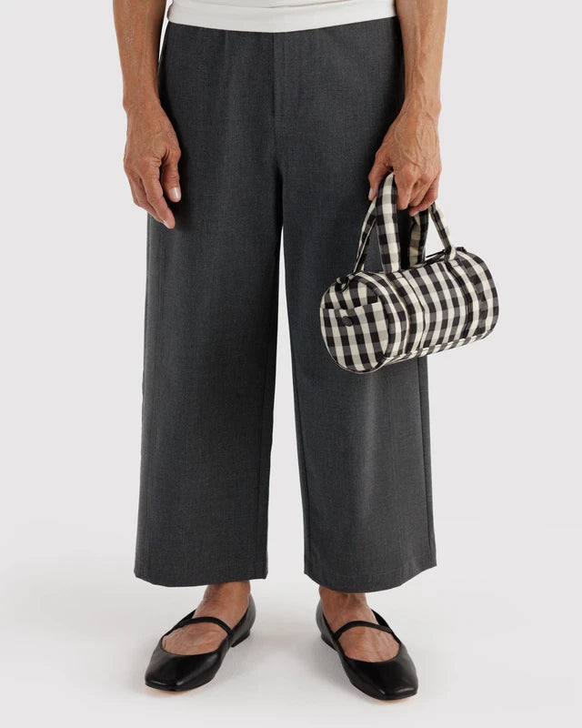 Baggu Small Nylon Duffle Bag in Black & Cream Gingham