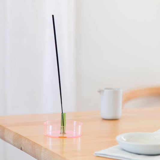 Duo Tone Glass Incense Holder in Pink & Green