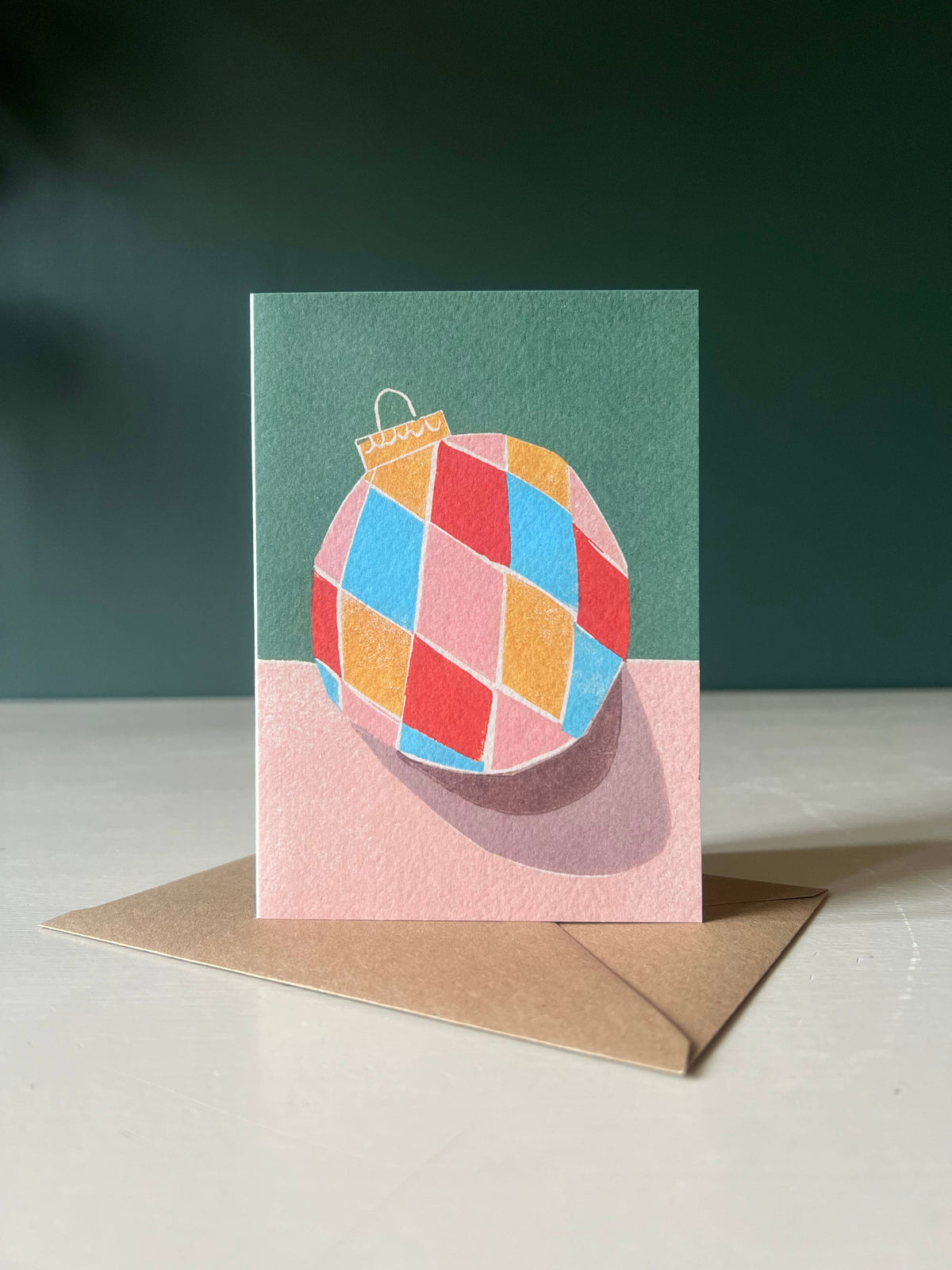 Harlequin Bauble Christmas Card