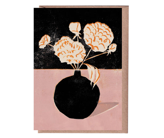 White Peonies Greetings Card