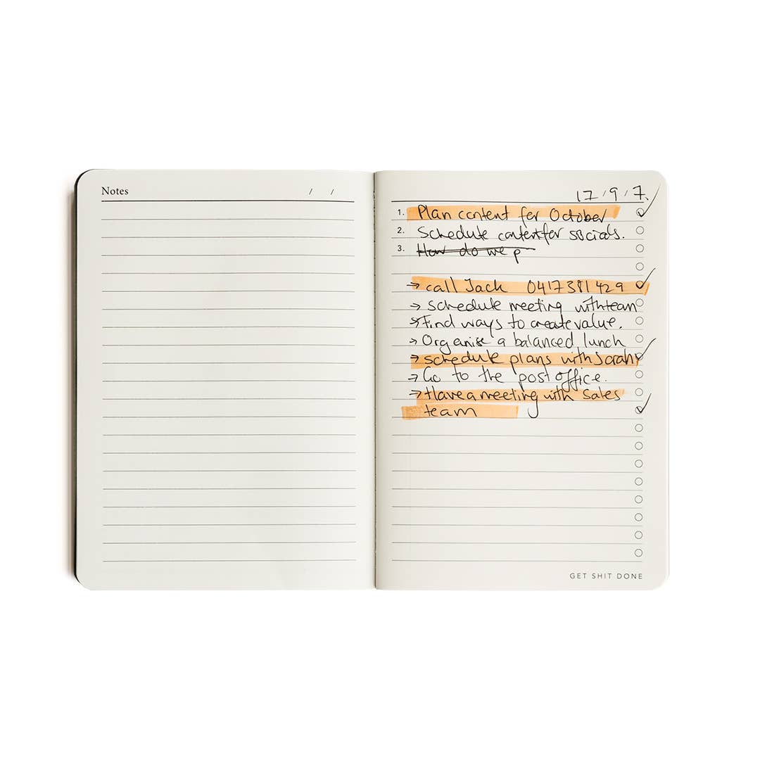 Get Shit Done A6 Productivity Notebook in Just Peachy