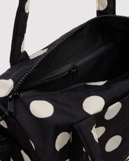 Baggu Nylon Duffle Bag in Black & Cream Polka Dot