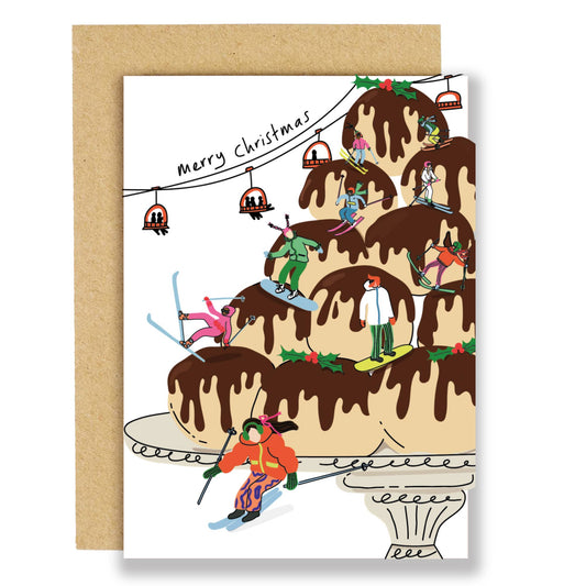 Skiing on Mount Profiterole Christmas Card