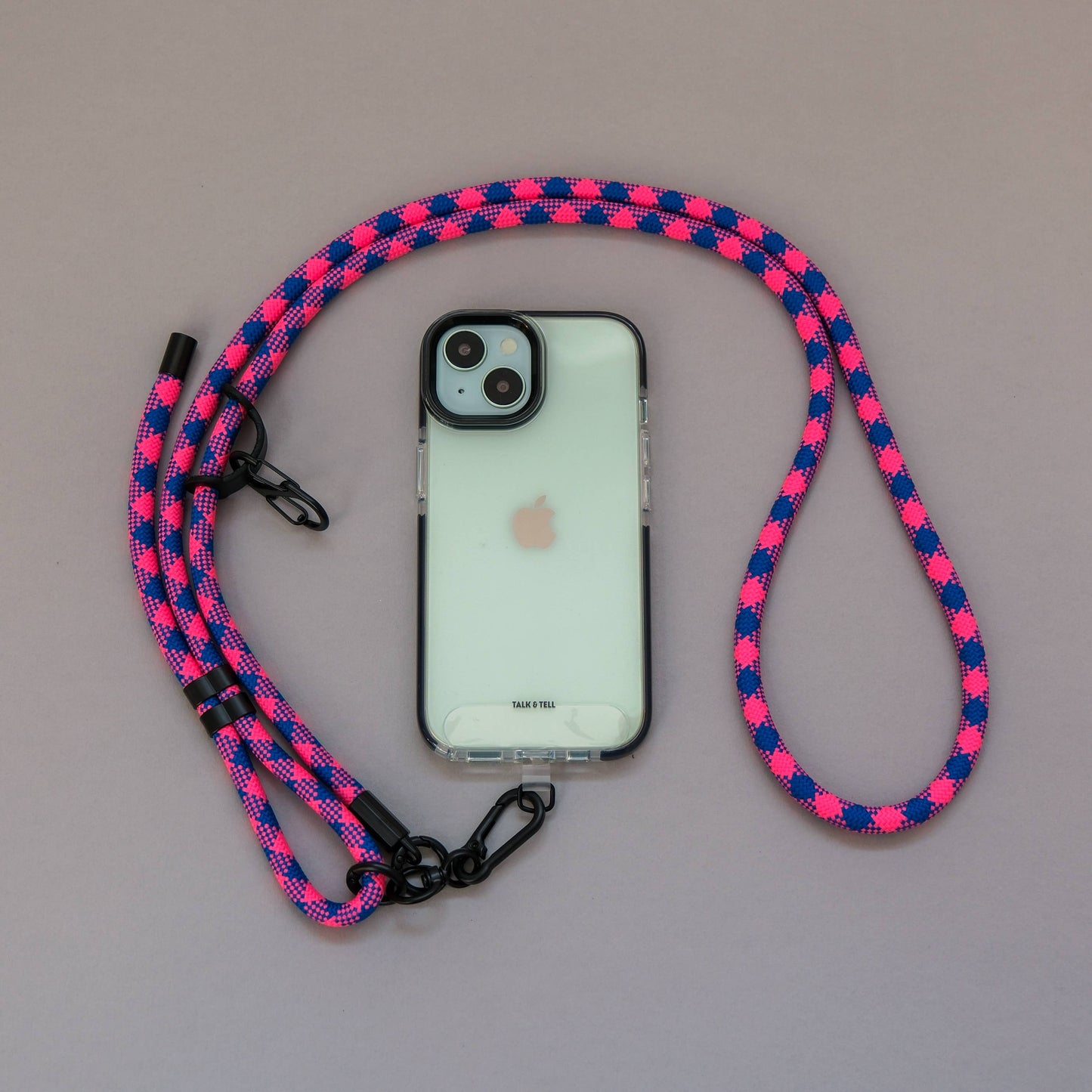 Crossbody Lanyard Phone Strap in Blue & Pink