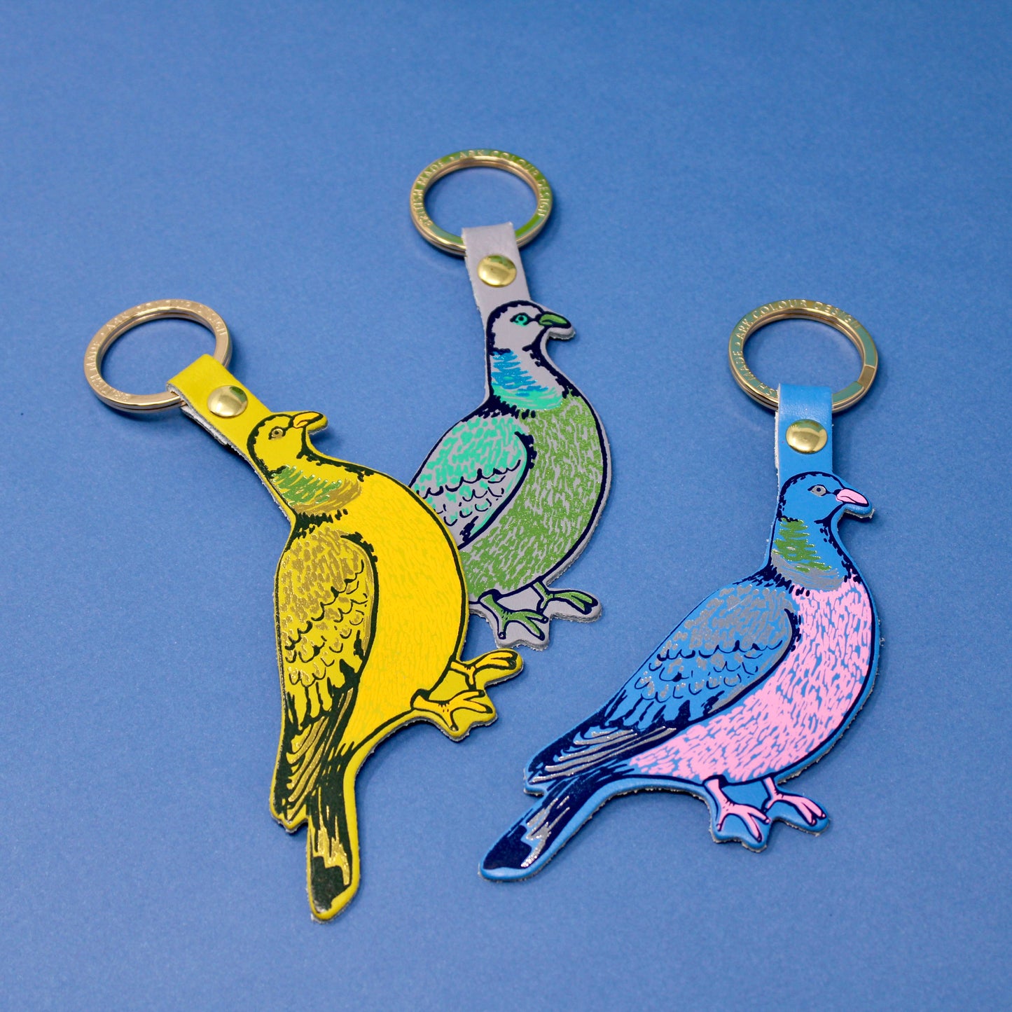 Feral Pigeon Leather Keyring