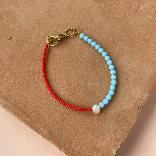Two Tone Bracelet in Red & Turquoise