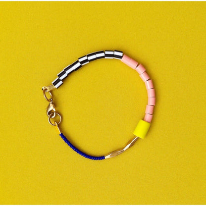 Dot Dash Bracelet in Yellow, Salmon & Cobalt Blue