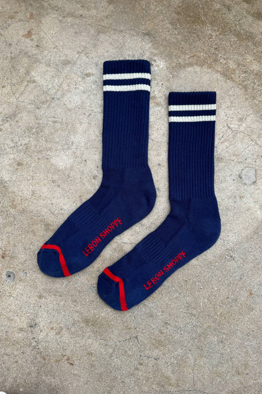 Extended Boyfriend Socks in Navy