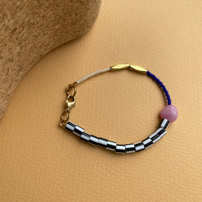 Dot Bracelet in Cobalt Blue & Sand