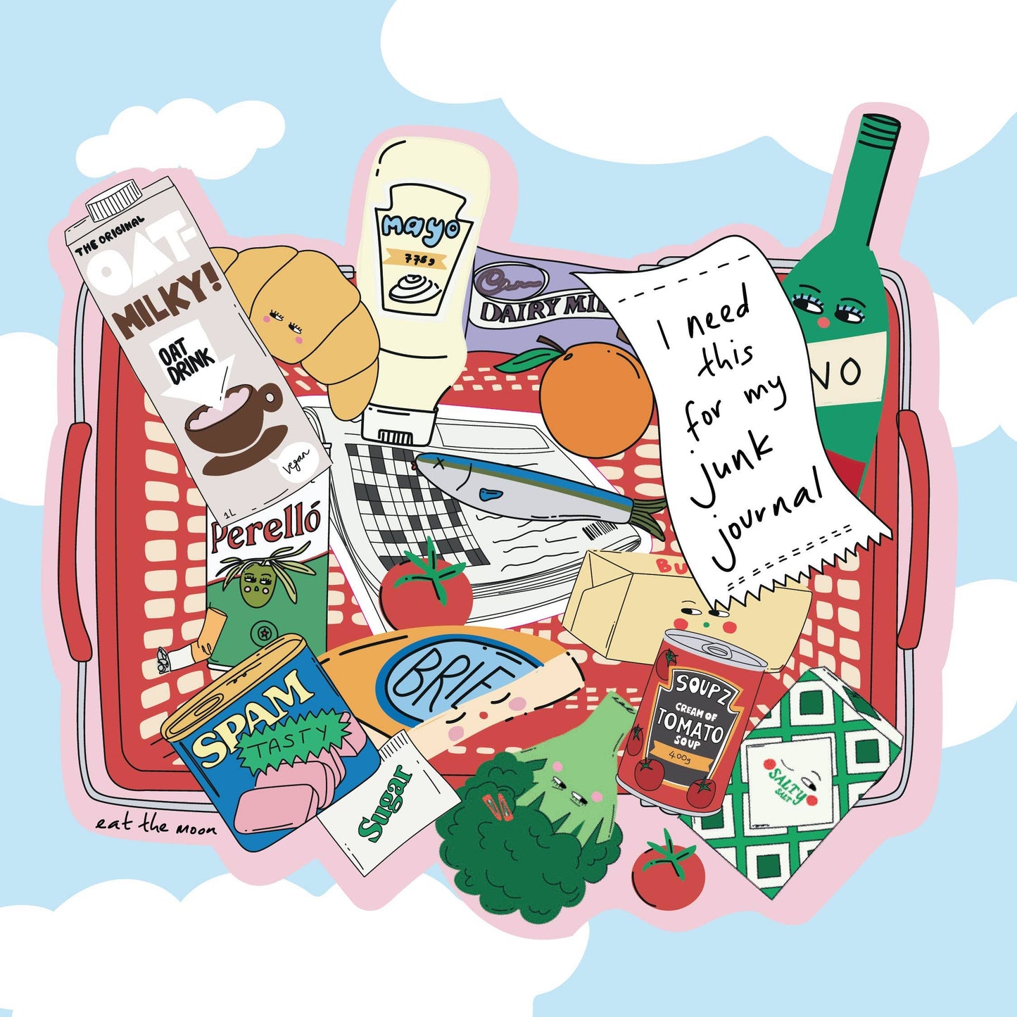 Grocery Basket Die Cut Vinyl Sticker