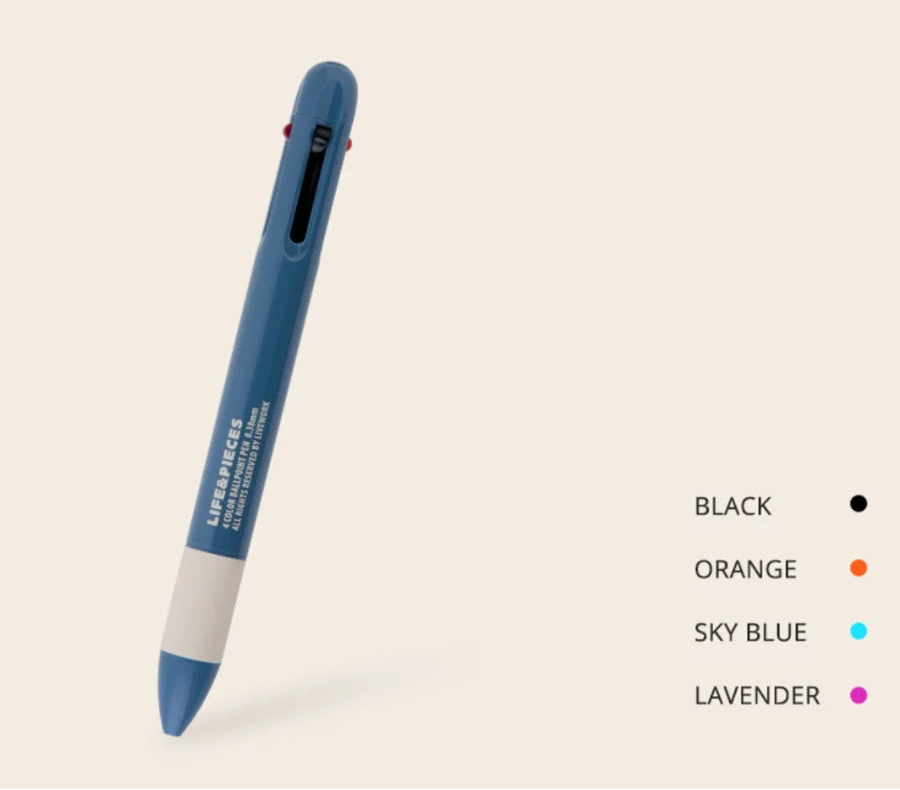 Life & Pieces 4 Colour 0.38mm Ballpoint Pen in Dusty Blue