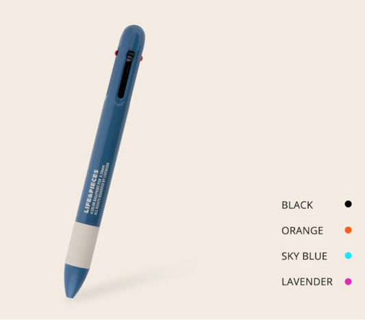Life & Pieces 4 Colour 0.38mm Ballpoint Pen in Dusty Blue