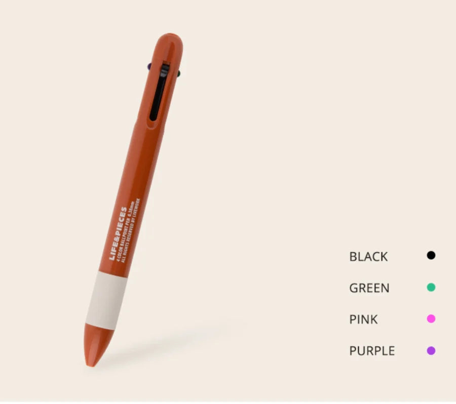 Life & Pieces 4 Colour 0.38mm Ballpoint Pen in Orange